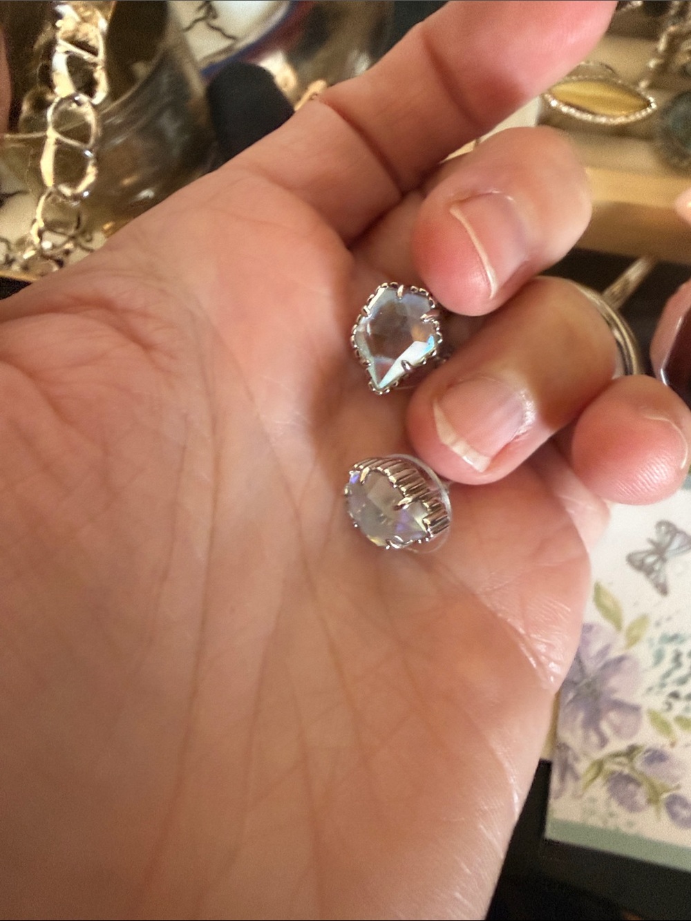 Kendra Scott Iridescent Clear Crystal Stud Earrings - Silver